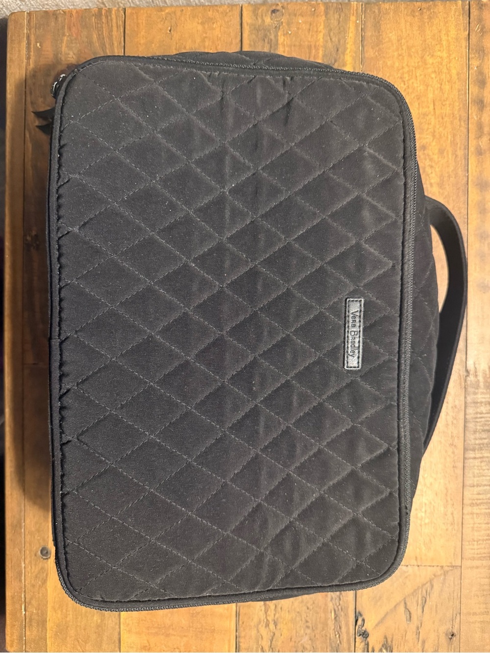 Vera Bradley Quilted Black Cosmetic Bag with Carry Handle
